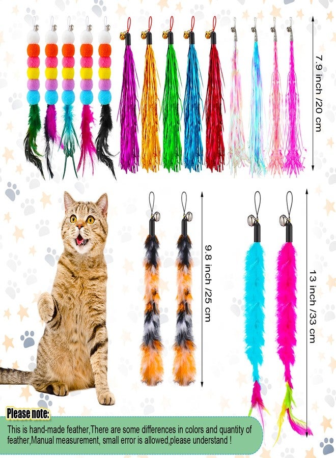 Cosblank 50 Pcs Cat Feather Toys Refill Cat Wand Replacement Feathers with Bells Interactive Pet Wand Attachment Toys - Image 3